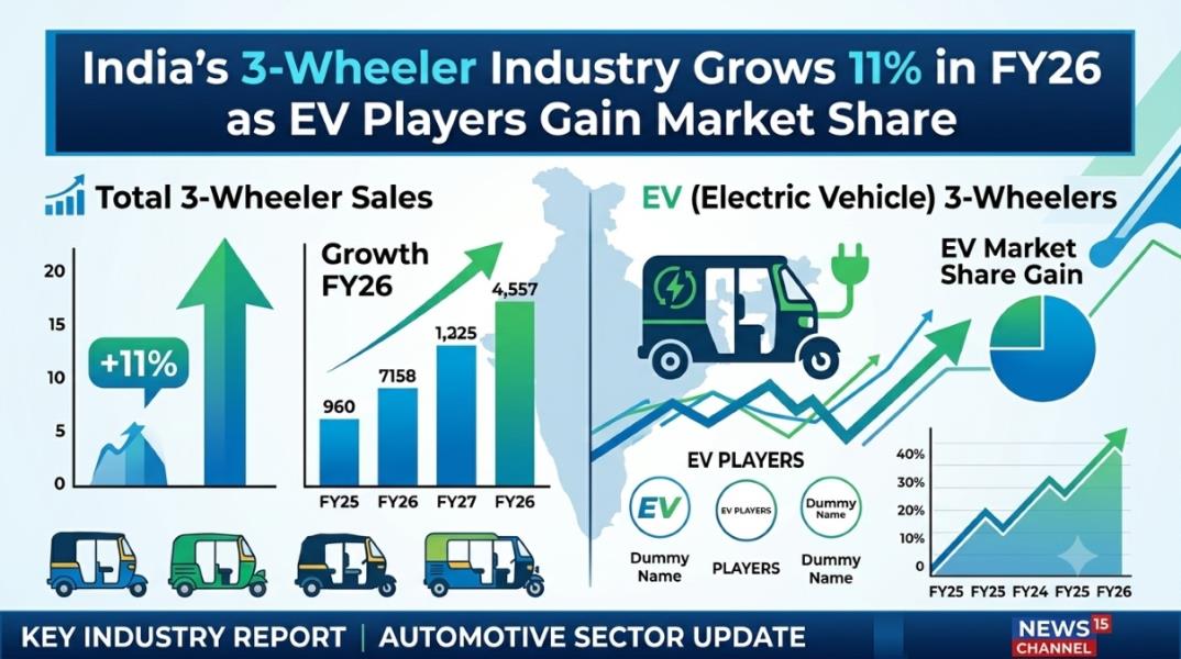India's 3-Wheeler Industry Grows 11% in FY26 as EV Players Gain Market Share